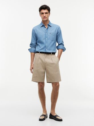 Tommy Hilfiger Mens Relaxed Cotton-Linen Blend Chino Short - Sandalwood - 28