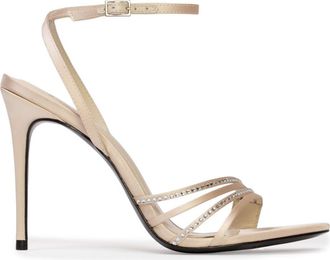 Black Suede Studio Ella 100 Strappy Sandal in Champagne Satin Embellished at Nordstrom, Size 37.5 Eu