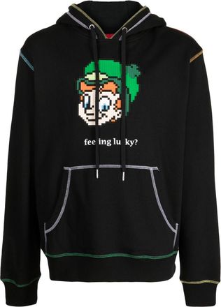 Mostly Heard Rarely Seen Feeling Lucky graphic-print cotton hoodie - men - Cotton - M - Black