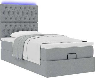 vidaXL Cama Otomana Con Colch&oacute;n Y Led Tela Gris Claro 90x200 Cm Vidaxl