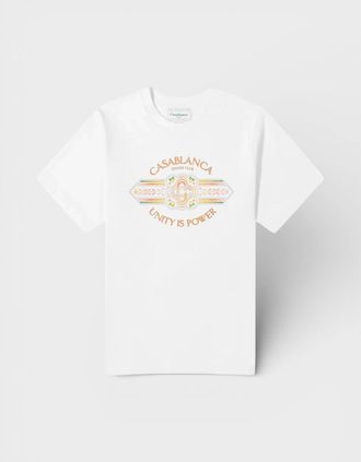 Casablanca Mens Casablanca Printed T-Shirt Unity Is Power White - Size: 34