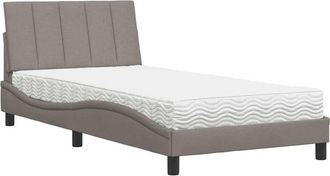 vidaXL Cama Con Colch&oacute;n Tela Gris Taupe 100x200 Cm Vidaxl