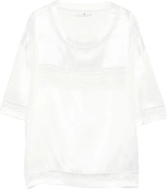 Ermanno Scervino Top in seta con finitura di pizzo - Bianco