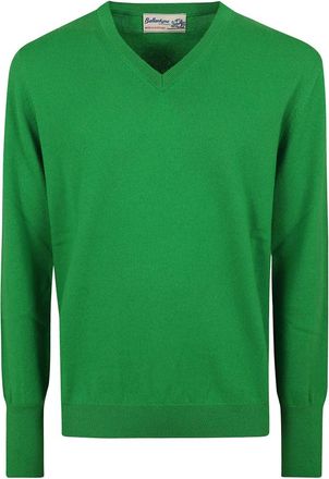 Ballantyne V-hals Pullover - Heren - V-hals truien - Groen - XL - Kasjmier - Truien & Vesten