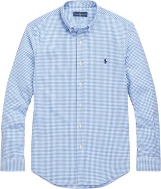 Polo Ralph Lauren Slim-Fit Katoenen Poplin Overhemd - Heren - Casual Overhemden - Blauw - 2XL - Katoen - Overhemden