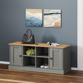 vidaXL Vidaxl - Panca Porta Scarpe Grigia vigo 106x35x45 cm Legno Massello Pino
