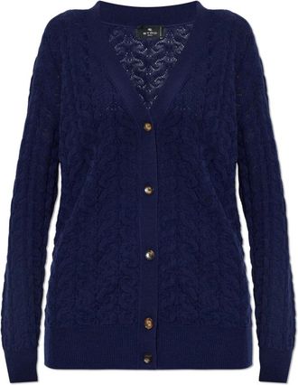 Etro Wol Cardigan - Dames - Vesten - Blauw - S - Wol - Truien & Vesten