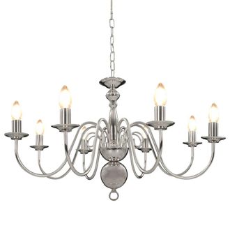 Berkfield Home Chandelier Silver 8 x E14 Bulbs