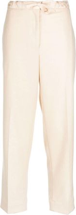 Jil Sander drawstring cropped trousers - women - Cotton/Viscose/Wool - 38 - Neutrals