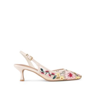 Kurt Geiger Womens Aria Low2 Heels - White Fabric - Size UK 3