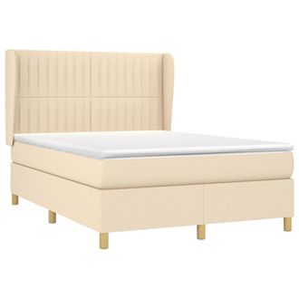 vidaXL Vidaxl Giroletto A Molle Con Materasso Crema 140x200 Cm In Tessuto