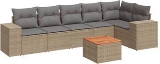 vidaXL Vidaxl - Set Sof&aacute;s De Jard&iacute;n 7 Piezas Y Cojines Rat&aacute;n Sint&eacute;tico Beige