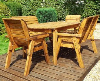 Charles Taylor Trading Six Seater Rectangular Table Set (with chairs & benches) in Brown