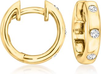 Ross-Simons Diamond Hoop Earrings in 18kt Gold Over Sterling