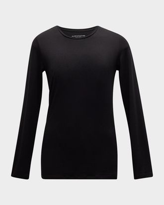 Majestic Filatures Soft Touch Flat-Edge Long-Sleeve Crewneck Top