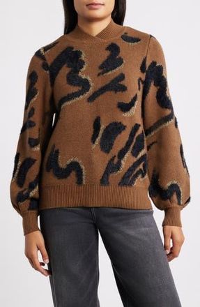 Wit & Wisdom Metallic Jacquard Sweater in Golden Brown/Black at Nordstrom Rack, Size X-Small