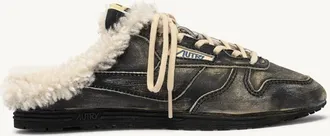 Autry SNEAKERS WINDSPIN MULE SUPER VINTAGE IN PELLE NERO E NATUR