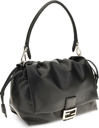 Fendi Womens Baguette Soft Nappa Leather Shoulder Bag Nero Calf Bos Taurus