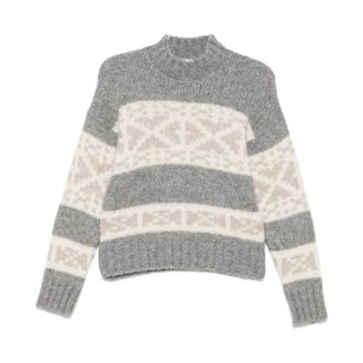 PESERICO Peserico, Turtlenecks, female, Gray, Size: XS Snowflake Sweater Gray Stripes Turtleneck