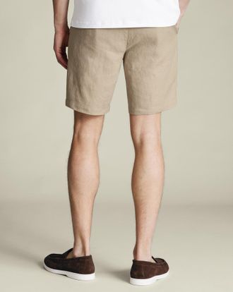 CHARLES TYRWHITT Pure Linen Shorts - Taupe Size 30 by Charles Tyrwhitt