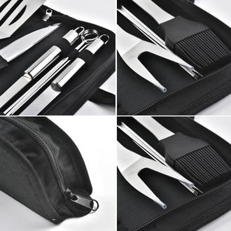 OEM Juego De Accesorios Y Herramientas Para Barbacoa, Juego De 9 Piezas De Acero Inoxidable Con Caja De Almacenamiento, Utensilios Para Barbacoa