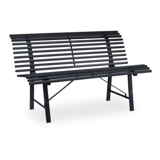 Relaxdays Relaxdays - Banco Jard&iacute;n, 2 Plazas, 79 X 130 X 75 Cm, Acero Robusto, Banco Patio Exterior Resistente Intemperie, Antracita