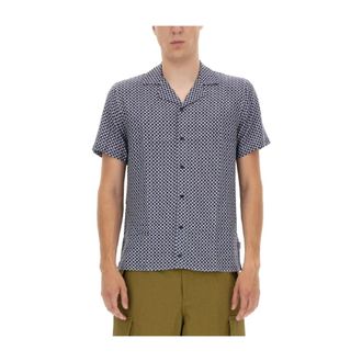 Orlebar Brown V-hals overhemd met knoopsluiting aan de voorkant - Heren - Overhemden - Blauw - Maat: S