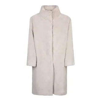 Herno Jassen, Dames, Wit, L, Polyester, Chantilly Faux Fur Coat
