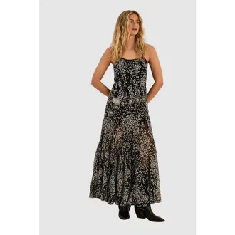 NASTY GAL Spot Godet Hem Strappy Maxi Dress in Black at Nordstrom, Size 6