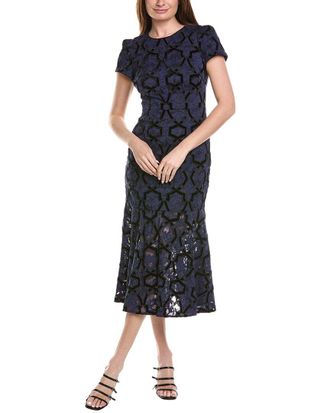 Milly Milly Tahlia Velvet Flock Lace Maxi Dress