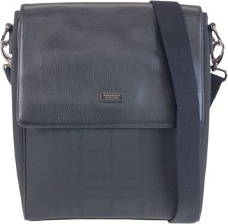 Burberry Black Canvas Leather Messenger Bag Shoulder Bag (Pre-Owned)