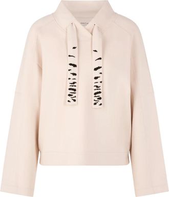 Marc Cain Sweatshirt met losse snit - Dames - Hoodies - Beige - M - Katoen - Hoodies & sweatvesten