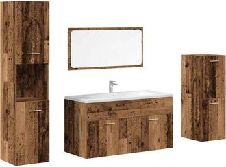 vidaXL Vidaxl - Juego De Muebles De Ba&ntilde;o 4 Piezas Madera Ingenier&iacute;a Envejecida