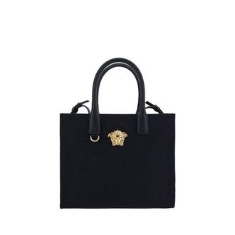 Versace Black Cotton Shoulder Womens Bag