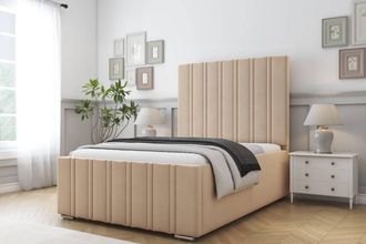 Comfort Beds Lorenzo Plush Bed Frame - 50 Upholstered Headboard in Stone | Size: Single