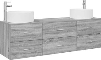 vidaXL Juego De Muebles De Ba&ntilde;o 3 Uds. Sonoma Gris Vidaxl