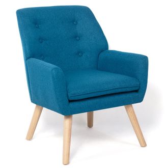 IDMarket Poltrona Scandinava In Tessuto Blu Anatra Nat