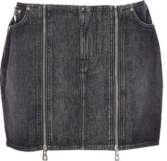 Jean Paul Gaultier Mini Denim Front Zipped Skirt