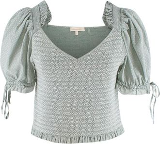 LoveShackFancy Pale Green Shirred Tilly Smock Top Size S