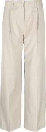 Low Classic Low Rise Trouser - Dames - Wijde Broeken - Beige - L - Wol - Broeken
