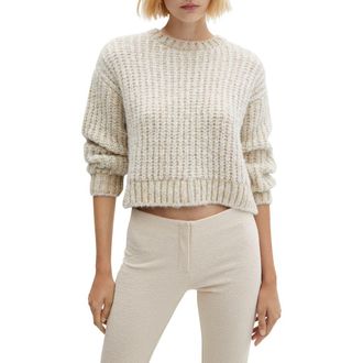 Mango Metallic Rib Sweater in Ecru at Nordstrom, Size X-Small