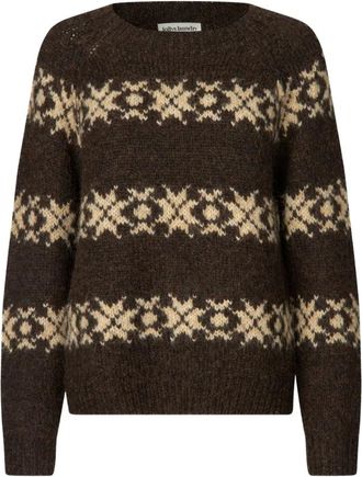 Lollys Laundry Ronde hals gebreid - Dames - Ronde hals truien - Bruin - S - Truien & Vesten