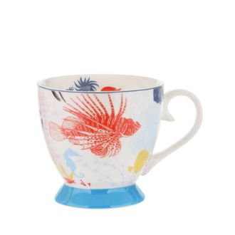 KASANOVA Tazza t&egrave; decoro marino azzurra in New Bone China, 450 ml