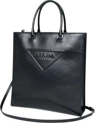 Prada Black Leather Tote Bag (Pre-Owned)