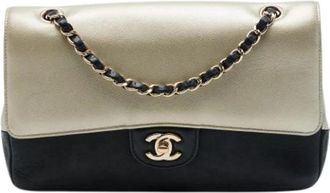 Chanel Pre-owned Classic Double Flap Shoulder Bag - Dames - Vintage Schoudertas - Geel - ONE Size - Leer - Vintage