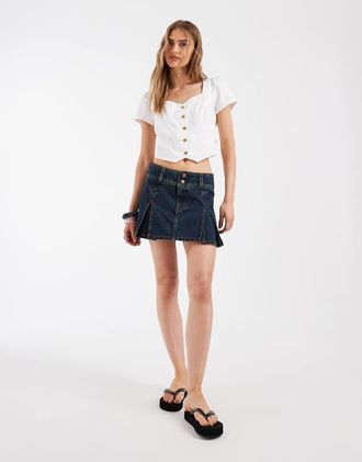 Levi's Minigonna a pieghe in denim blu scuro