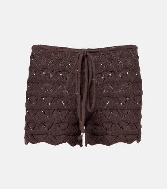 Bananhot Mina open-knit cotton-blend shorts