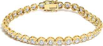 House of Brilliance 14K Yellow Gold 5.0 Cttw Diamond Scalloped Link Tennis Bracelet