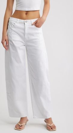 Tractr Wide Leg Crop Jeans in White at Nordstrom, Size 26