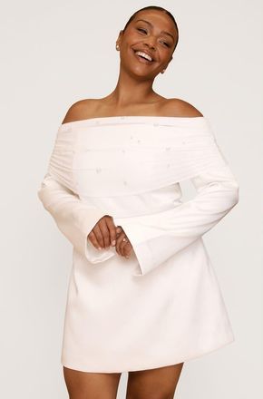 Six Stories Bardot Mini Dress in Soft White at Nordstrom, Size 12